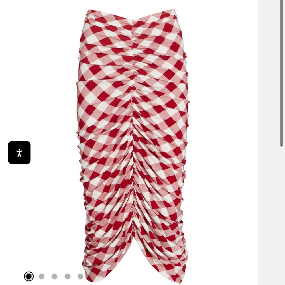 Norma Kamali shirred gingham skirt